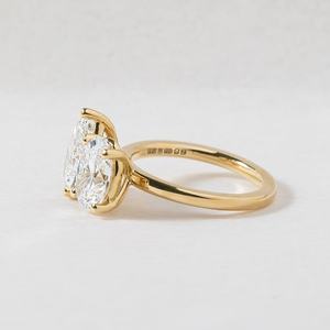 Anillo de Moissanita con Doble Piedra Ovalada en Forma de Pera, Directo de Fábrica, Oro de 10K, 14K, 18K, Regalo de Compromiso, Promesa, Aniversario, Envío Incluido - Product Image 2