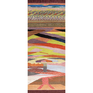 พรมถักมือลายนามธรรม Freedom Manchaha ทำจากขนสัตว์และไหมไผ่ สีเบจและสีน้ำตาล สำหรับตกแต่งบ้าน ห้องนั่งเล่น และทางเดิน-Les-1485 - Product Image 1