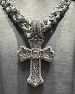 925 argent personnalisé croix pendentif rond Moissanite diamant Hip Hop bijoux glacé charme collier cadeau d'anniversaire - Product Image 5