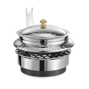 Chauffe-plat en métal pour Buffet, chauffe-plat décoratif en métal argenté pour mariage et fête avec Design martelé - Product Image 1