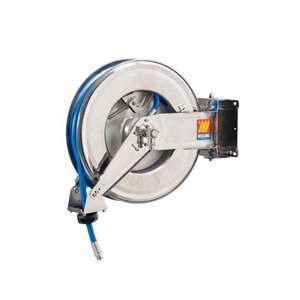 Meclube Stainless Steel Swivelling Hose Reel Mod. SX 460 20 <b>Bar</b> <b>Garden</b> Water Air Reel with 15m Hose 13x19" Diameter AISI 304 - Product Image 1