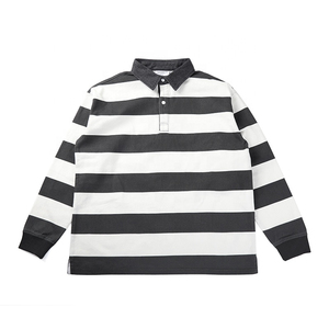 Logo brodé personnalisé Polo de rugby à rayures en jersey 100% coton à manches longues Vente en gros - Product Image 5