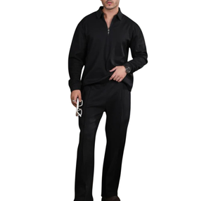 Conjunto Deportivo Unisex de Otoño, Estilo Urbano, Holgado, Sudadera Informal, Color Sólido, Algodón y Poliéster, Transpirable - Product Image 3