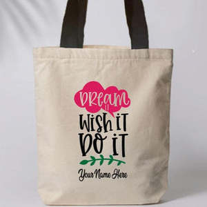 Sac fourre-tout en toile Dream It avec fermeture à glissière, broderie et décoration de lettres, doublure en PVC et polyester - Product Image 2