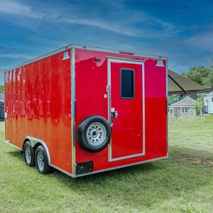 Remorque alimentaire mobile rouge à 4 roues avec essieu tandem, camion de restauration, remorque de concession, remorque de cuisine en aluminium et acier - Product Image 4