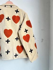 Veste matelassée en velours à imprimé cœur, manteau d'hiver, style bohème, réversible, rayée, matelassée, brodée, nouvelle veste élégante pour femmes - Product Image 6