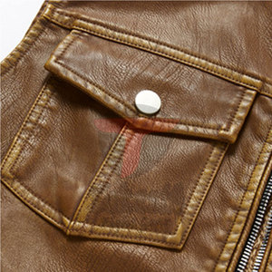 Meilleure vente gilet en cuir véritable pour hommes Style décontracté haute qualité col en v respirant à la mode automne utilisation vêtements d'extérieur personnalisés - Product Image 5