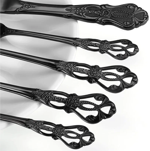 Juego de cubiertos negros, juego de cubiertos de acero inoxidable, cuchillo PARA CENA, cuchara, tenedor, hogar, cocina, restaurante, vajilla, decoración de eventos de boda - Product Image 2