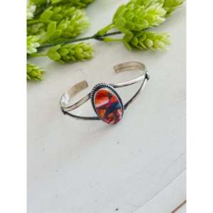 Navajo Handmade Mohave Turquoise & Sterling <b>Silver</b> Fashion <b>Cuff</b> <b>Bracelet</b> - Product Image 4