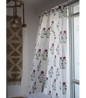 Rideaux de fenêtre à double usage 100% coton tissé à imprimé floral, anti-bruit, voilages/occultants, écologiques, pour l'intimité