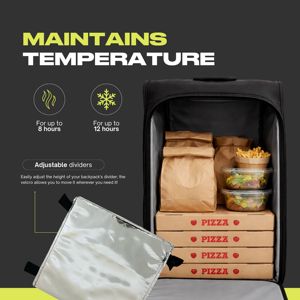 กระเป๋าเป้ส่งอาหารแบบมีฉนวนกันความร้อน กันน้ำ ปิดด้วยซิป ผลิตจากโพลีเอสเตอร์ ดีไซน์ทันสมัย พกพาสะดวกและง่ายต่อการถือ - Product Image 5