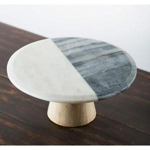 Look élégant 18/8 acier inoxydable et marbre forme ronde blanc et doré couleur gâteau support fête d'anniversaire Table décorer utilisé - Product Image 6