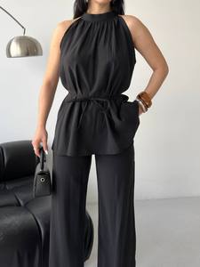 Mono elegante con cuello halter para mujer, estilo turco, personalizable, para discoteca, venta al por mayor, atuendo de moda moderno, ropa de calle holgada - Product Image 5