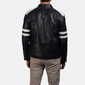 Vente en gros Personnalisée d'Automne Nouveau Veste en cuir pour jeunes hommes longs Veste en cuir de moto hommes bas - Product Image 2