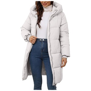 Thickened Knitted Puffer Coat Men's Hooded Mid Length Autumn Winter Front Zip Loose Fit Casual Quilted Waterproof Coats - Product Image 4