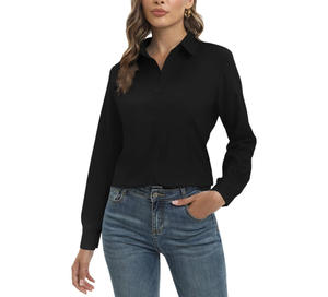 Camisas de trabajo de manga larga para mujer personalizadas con logotipo bordado uniformes de oficina blusas formales de negocios proveedor OEM ODM - Product Image 3