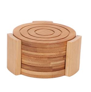 Natural Pine Tea & Coffee <b>Coasters</b> Restaurant and Hotel <b>Table</b> Use Wood <b>Coasters</b> Natural Wood Round Shape <b>Coaster</b> Set With Holder - Product Image 2