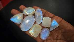 Cabujón de piedra lunar arcoíris blanco Natural, piedras preciosas sueltas de calidad superior, joyería de piedra lunar, lote a granel - Product Image 4