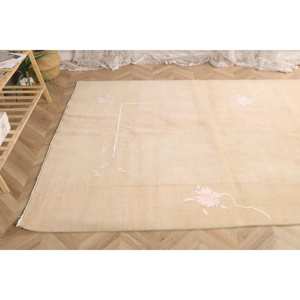 พรมขนาด 5.4x7.6 ฟุต, พรมตุรกีโบราณ, พรมขนสัตว์ลายทางสีเบจชมพู - Product Image 5