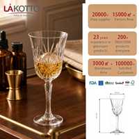 LAKOTTO 260ml Verre à pied en cristal taillé, Vente en gros de verrerie, Approvisionnement en vrac pour Hôtels, Mariages, Fêtes, Impression de logo personnalisé, OEM
