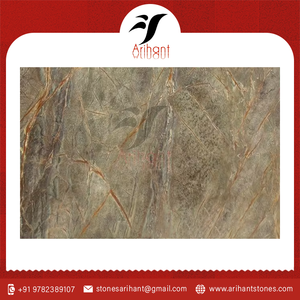 Superficie pulida de losa de mármol verde Bidasar de moda moderna para hoteles-Piedra de losa grande del exportador indio - Product Image 2