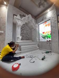 Templo de mármol para Puja Habitación para el hogar Templo hindú para el hogar Mármol tallado a mano - Product Image 2