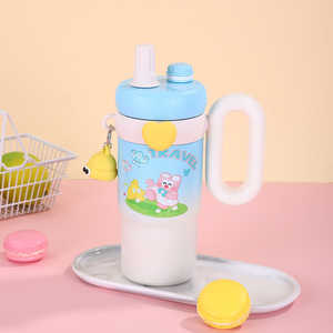 Gobelet isotherme chaud et froid en acier inoxydable de 900 ml avec motif arc-en-ciel classique pour la rentrée des classes des enfants, inclut un couvercle avec paille et bec verseur - Product Image 5