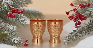 Mint Julep Cup Accessoires pour boissons en cuivre Lot de 2 fleurs en relief Bourbon Cocktail Moscow Metal Mule Kentucky, - Product Image 3