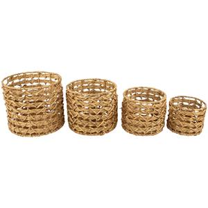 Juego de 4 Cestas de Almacenamiento de Jacinto de Agua con Tejido de Cola de Pescado Abierto, Cesta de Almacenamiento Hecha a Mano, Venta al por Mayor, Ecológica, Hecha en Vietnam - Product Image 1