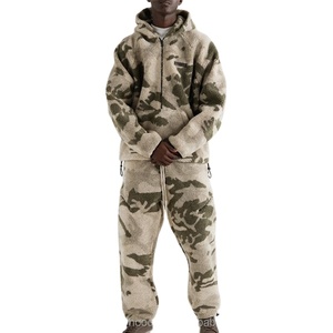 Sudadera con Capucha de Franela con Media Cremallera y Estampado Digital de Camuflaje, Holgada, con Dobladillo Elástico Personalizado OEM, Unisex, para Invierno - Product Image 3