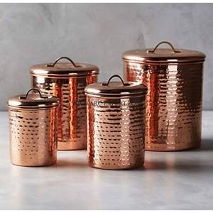 Hammered Glass Round Shape <b>Metal</b> Iron Home and Kitchen Different Sizes <b>Storage</b> Containers Set of 3 Wedding Kitchen <b>Storage</b> Pots - Product Image 3