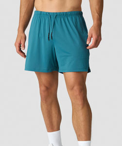 Short en maille Active bleu pour homme avec poches zippées en matériau à séchage rapide et stretch confortable pour l'entraînement et la course à pied - Product Image 1