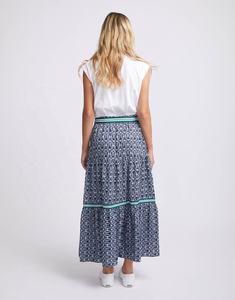 Nouvelle jupe longue taille haute élastique, design étagé élégant, taille élastique et ceinture rayée chic, jupes pour femmes - Product Image 2