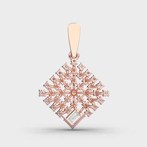 Colgante de racimo de diamantes geométricos con centro de corte esmeralda en oro amarillo/blanco y rosa de 9 quilates - Product Image 3