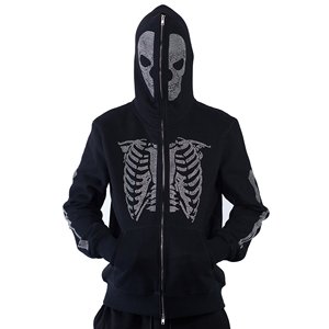 Venta caliente de diseño de alta calidad de impresión de pantalla personalizada de la raya Sun Fade Washed Rhinestones sudaderas con capucha - Product Image 2