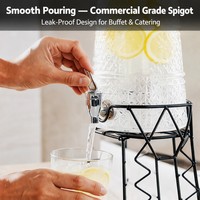 Distributeur de jus en verre Tour Eiffel en gros pour fêtes avec support métallique, grand distributeur de boissons commercial avec robinet pour buffet