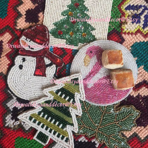 MS HANDICRAFT Handmade Glass Beaded <b>Coasters</b>-Classic <b>Drink</b> <b>Coasters</b> Polyester Backing (4x4 Inch) Portable for Church Religious - Product Image 1