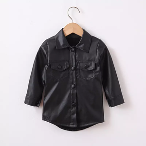 En stock veste de vol pour enfants col en fourrure hiver enfants veste en faux cuir garçons - Product Image 1