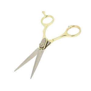 Ciseaux de salon de coiffure fantaisie demi-or lame droite ciseaux de salon de beauté en acier inoxydable allemand - Product Image 4