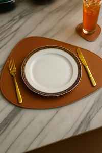 Custom Luxury Embossed Leather <b>Table</b> <b>Mat</b> for Restaurant Hotel Use Non-Slip Smell Proof Heavy Duty - Product Image 2