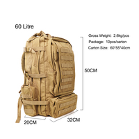 Sac à dos tactique HuaSheng 60L OCP, sac d'assaut 3 jours, grand sac de randonnée Molle