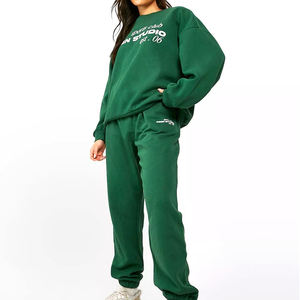 Trajes de sudor de algodón de talla XL para mujer, ropa de invierno sólida con logotipo personalizado ajustado largo, estilo informal para estampado Puff, Fitness, gimnasio - Product Image 1