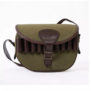 Bolsa de cartucho de cuero de lona para tiro de caza de perros 100-125 conchas de arcilla para mujer, bolsa de munición de mano de cuero, funda para llamada de juego - Product Image 1
