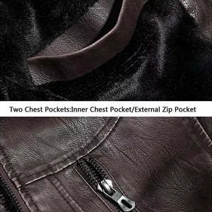 Chaqueta de Cuero Genuino para Hombre, Diseño Personalizado, Cuello Alto, Logotipo Frontal Personalizado, Color y Logotipo Personalizados, Estilo Motociclista y de Motocicleta Transpirable para Invierno - Product Image 2