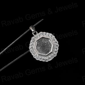 925แท้เงินสเตอร์ลิง25มม. ทรงหกเหลี่ยมว่างเปล่าจี้ห่วงโซ่18 "ชุบทองขี้เถ้าดีเครื่องประดับสำหรับใส่ในเรซิน - Product Image 6