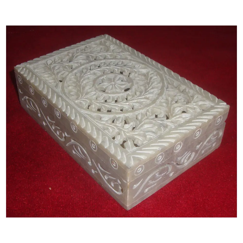 화려한 직사각형 모양의 반지 보석 조각 상자 판매를 위해 설계된 아름다운 꽃 손 광택 동석 사용자 정의