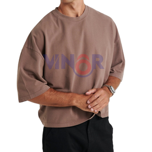 เสื้อยืดโอเวอร์ไซส์ผ้าฝ้ายใส่สบายสำหรับผู้ชายเสื้อยืดโอเวอร์ไซส์ธรรมดาหลากสีโลโก้ตามสั่ง - Product Image 6