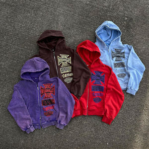 Sudadera con capucha cremallera impresión personalizada nuevo estilo venta al por mayor peso pesado Streetwear algodón mezclado sudaderas con capucha para hombres - Product Image 6