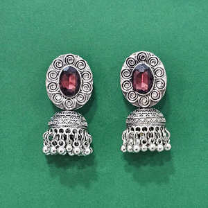 Últimos pendientes de moda Jhumki de calidad de exportación hechos a mano chapados oxidados - Product Image 5