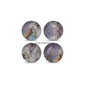 Posavasos multicolores hechos a mano, Juego de 4 posavasos redondos de epoxi con diseño de Mesa para el hogar, posavasos para té y café, precio competitivo - Product Image 1